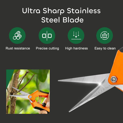 GROWNEER 6 Packs Pruning Shears Gardening Hand Pruning Snips with Straight Stainless Steel