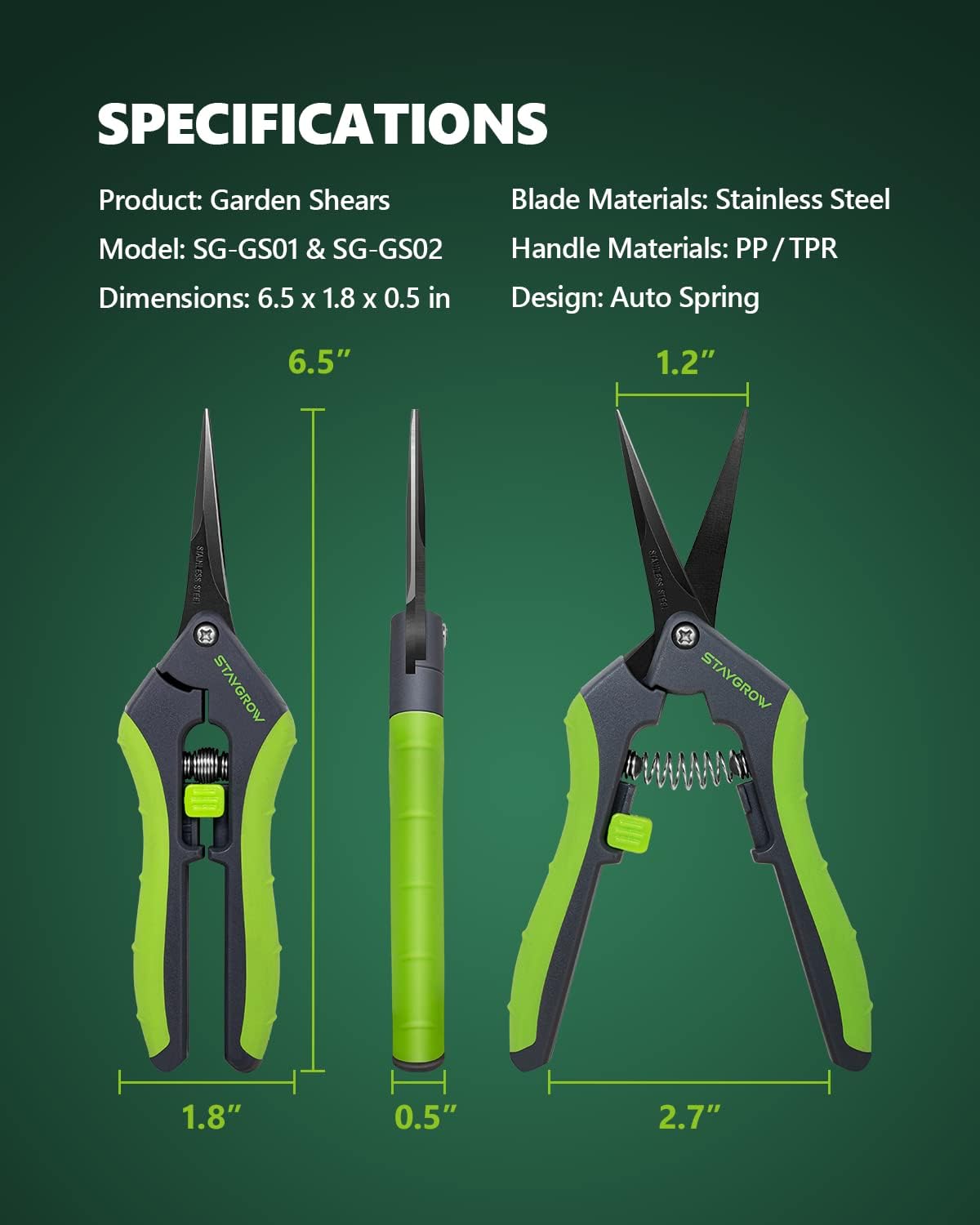 2pcs 6.5" Pruning Shears for Gardening, Ultra Sharp Garden Scissors for Precise Cuts, Stainless