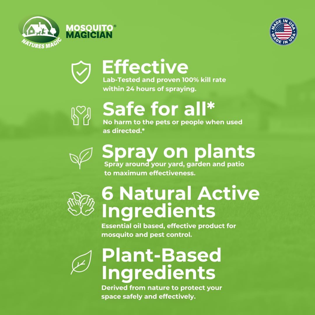 Mosquito Magician Indoor and Outdoor Spray - Use for Carpet, Furniture, Bedding, Couches & Pets