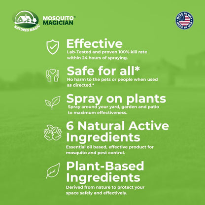 Mosquito Magician Indoor and Outdoor Spray - Use for Carpet, Furniture, Bedding, Couches & Pets
