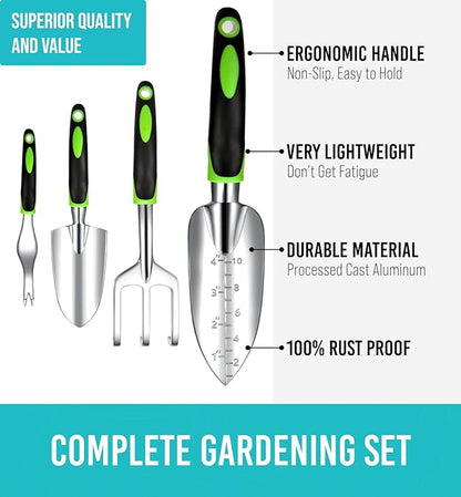 Heavy Duty Garden Tools 22 Pieces Floral Set - Rust Proof, Non-Slip, Durable Gardening Supplies