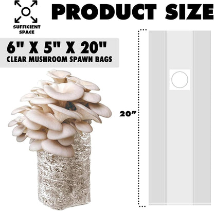 TonGass 60-Pack Autoclavable Mushroom Grow Bags Bulk with Microporous Filter Patchs - Large