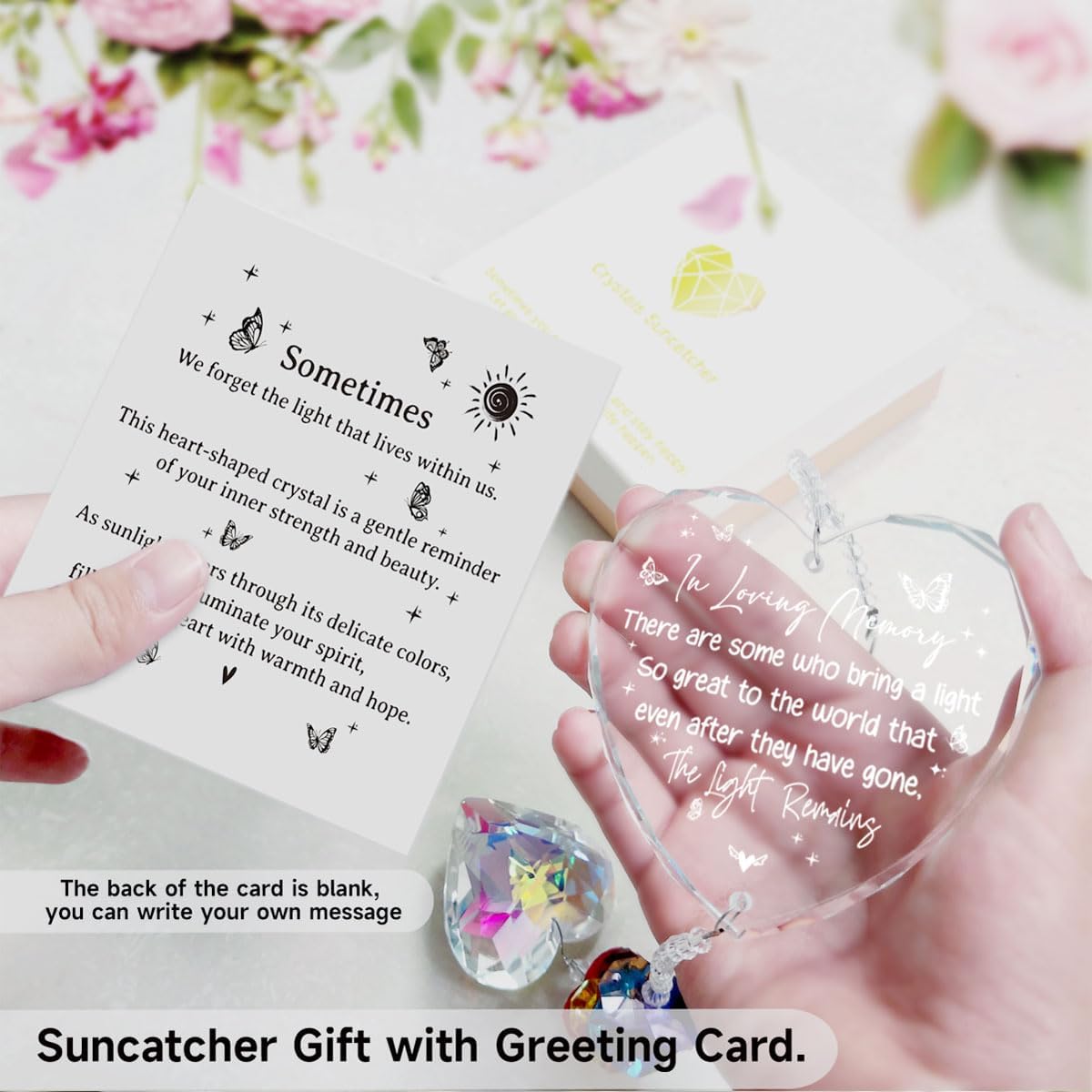 Memorial Gift for Loss of Loved One, Crystal Suncatcher Sympathy Bereavement Keepsake for Mom Dad