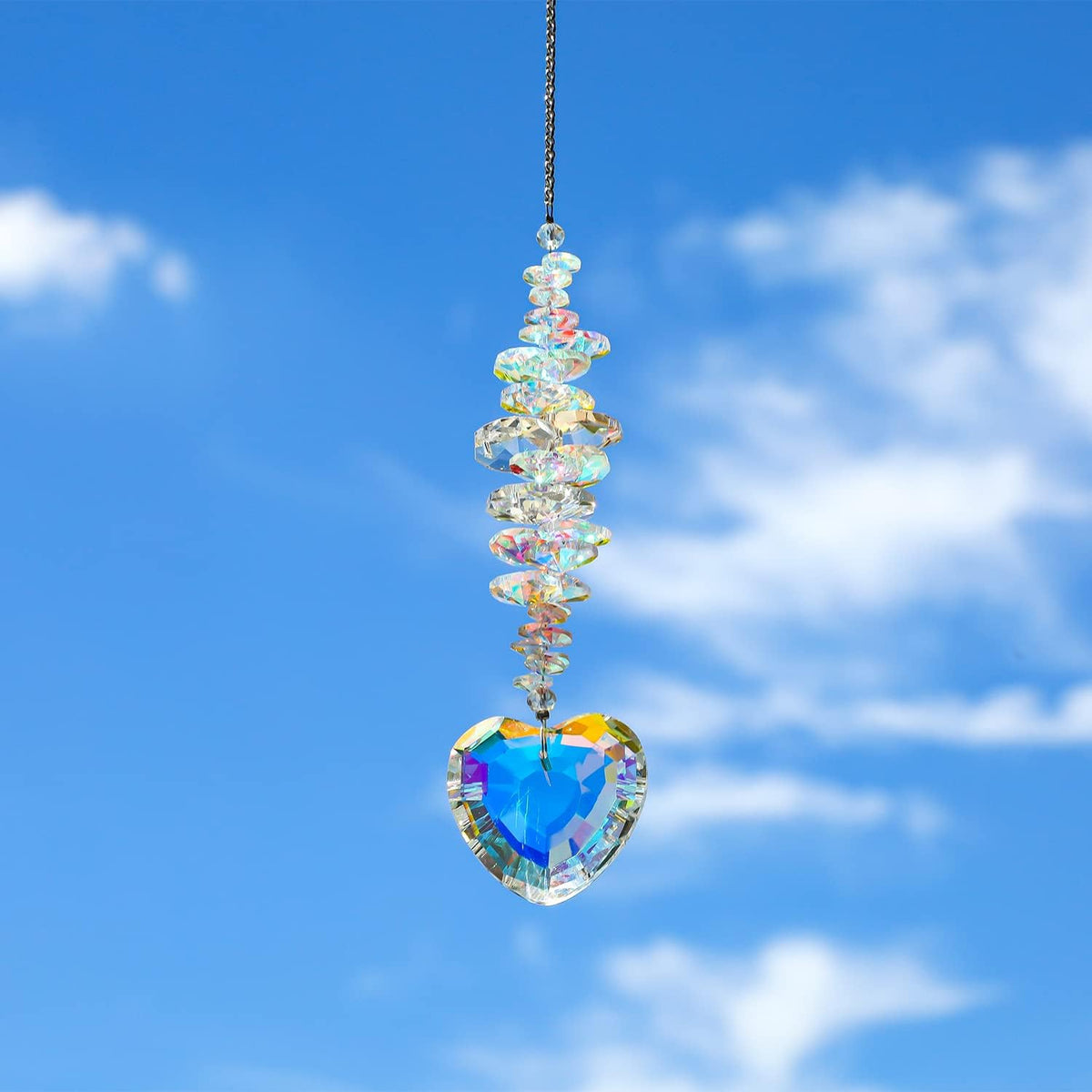Heart Shaped Suncatcher Crystal Colorful Beads Prisms Pendant Sun Catcher Crystals for Windows