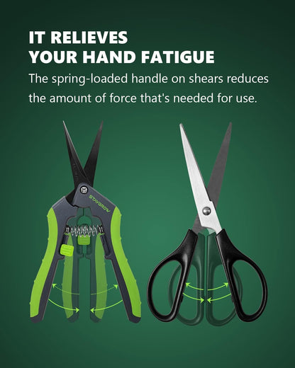 6.5" Straight Pruning Shears for Gardening, Sharp Plant Trimming Scissors for Precise Cuts