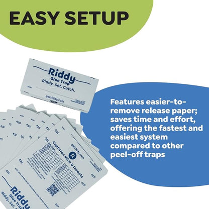 Riddy Glue Boards, 72 Boards, Pre-Baited, Ready to Use Mouse Traps Indoor for Home, Sticky Adhesive