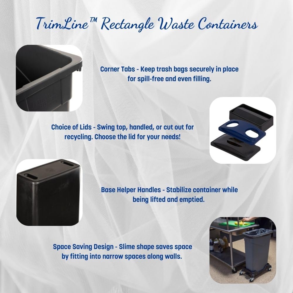 Carlisle FoodService Products 34202369 TrimLine Rectangle Waste Container Trash Can Only, 23