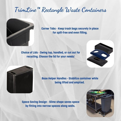 Carlisle FoodService Products 34202369 TrimLine Rectangle Waste Container Trash Can Only, 23