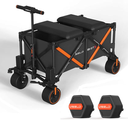 WISELD GT3 Electric Wagon Cart with Seats*2 Battery*2, Dymanic Load 551LBS/Static 771LBS, All