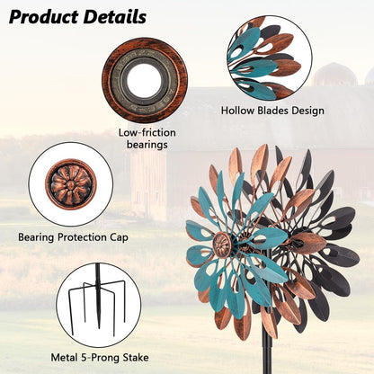 VEWOGARDEN 360° Outdoor Metal Wind Spinners Kinetic Wind Sculptures & Spinners for Yard Garden Lawn