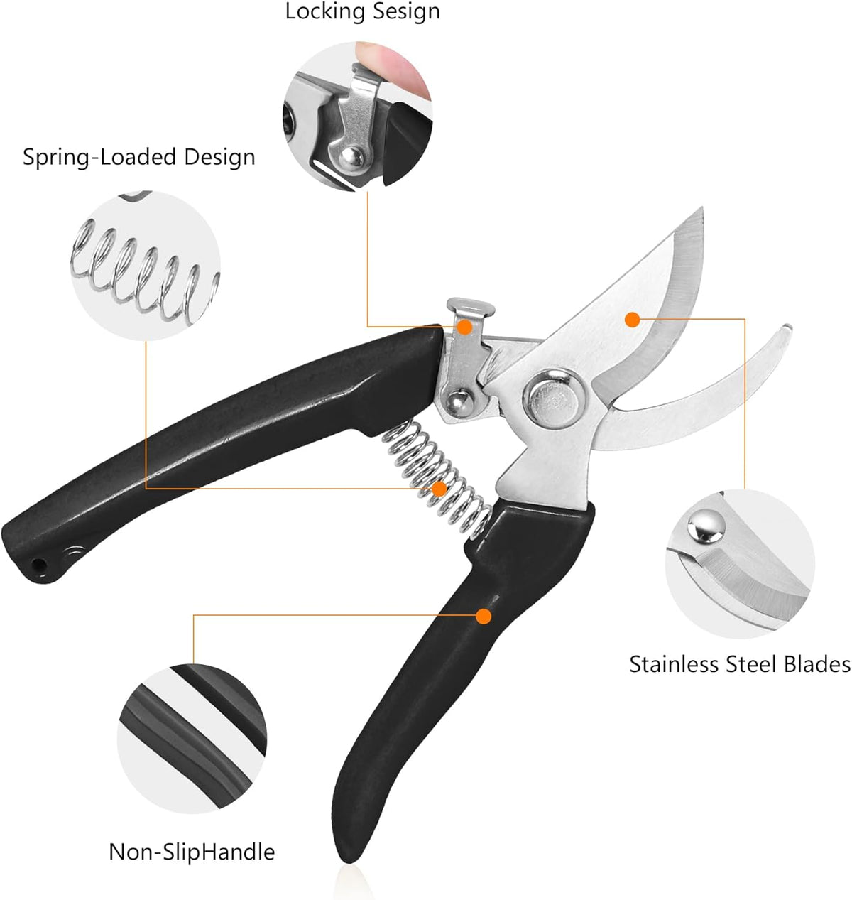 Garden Scissors for Plant, Tip Pruning Shears for Cutting Flowers, Trimming Plants, Bonsai and