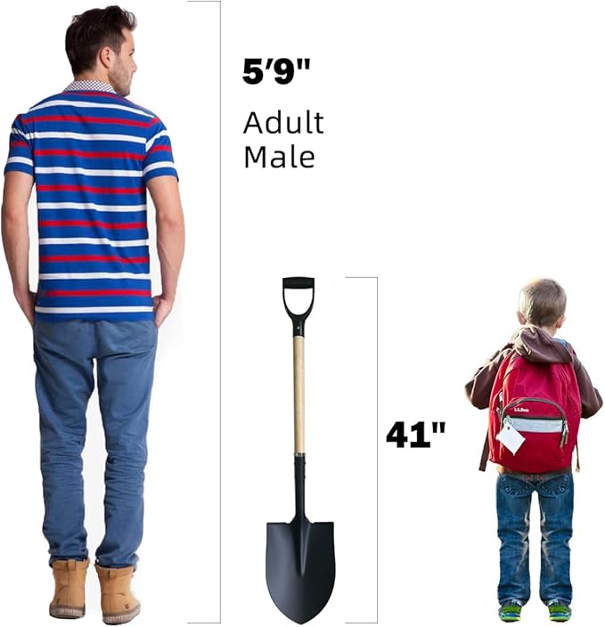 Shovel for Digging,Heavy Duty Garden Shovel with D-Handle,41 Inch Round Point Wooden Handle,Ideal