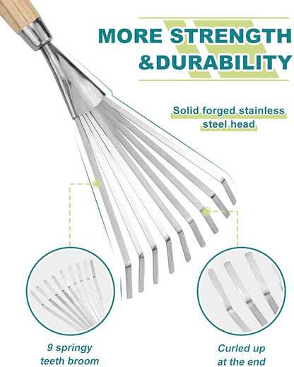 Hand Cultivator with 9-Teeth Rake - 14.4 Inch for Garden Bed Cultivating Soil, Weeding, Raking