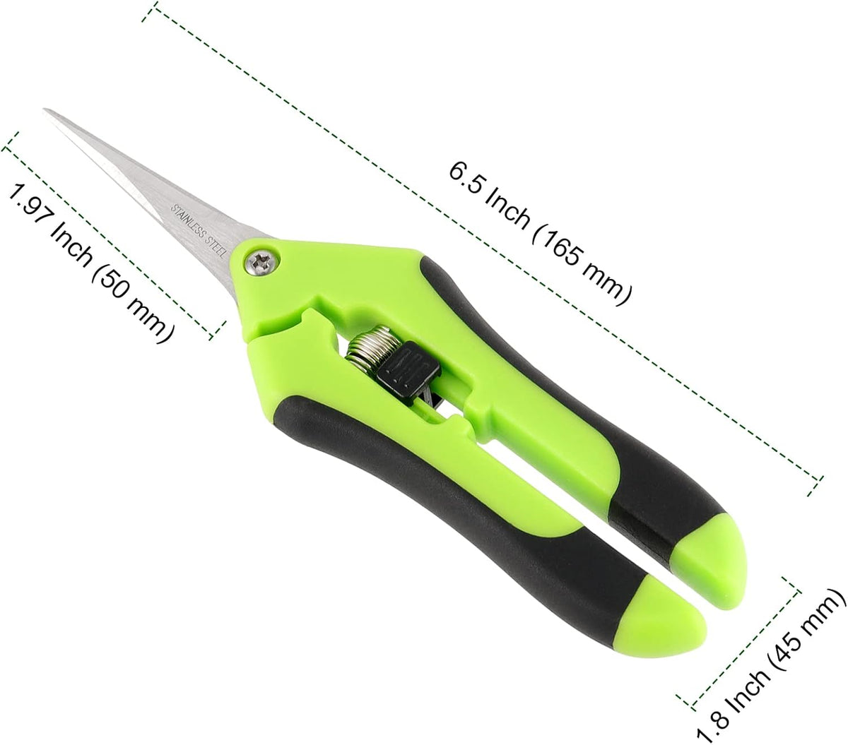 PINGEUI 12 Pack 6.5 Inches Green Micro Tip Pruning Snips, Bud Trimming Scissors with Straight Tip