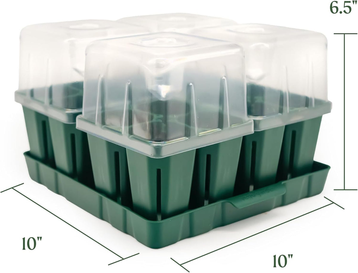 Vego garden Seedling Suite Products, 4 Pack Jumbo Seedling Trays with Seedling Tray Lids and 10" x