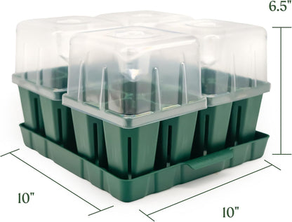Vego garden Seedling Suite Products, 4 Pack Jumbo Seedling Trays with Seedling Tray Lids and 10" x