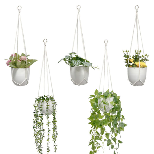 MVOVM Macrame Plant Hanger 5 Pack Hanging Planters for Indoor Plants for Window,Ceiling Crochet