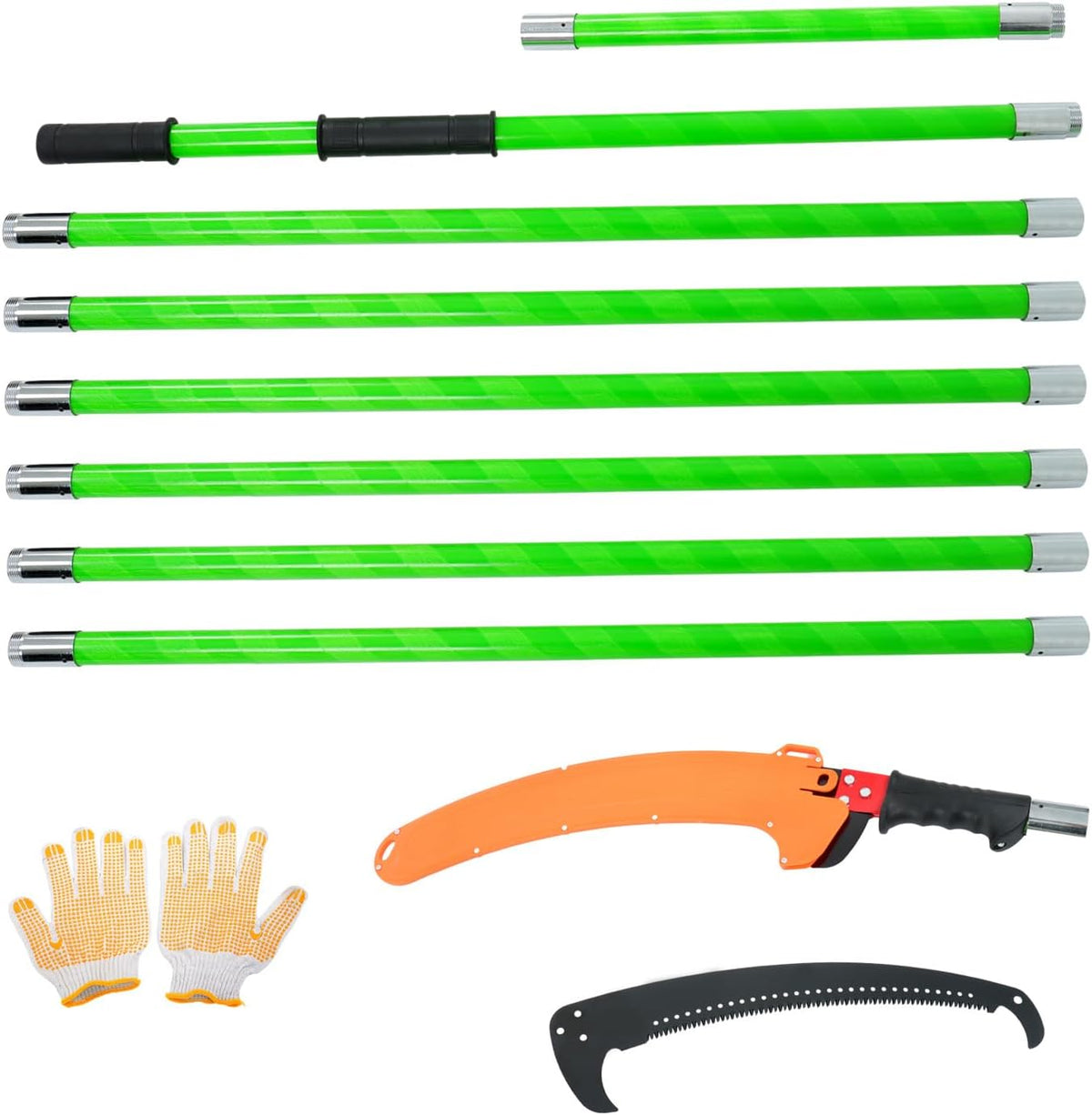 findmall 27ft Manual Pole Saw Extendable Tree Pruner Sharp Steel Blade High Branches Trimming for