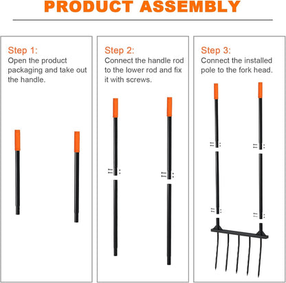 Broad Fork Garden Tool, Ergonomic Design - for Farms, Gardens, Vegetable plots, for Easy Turning of