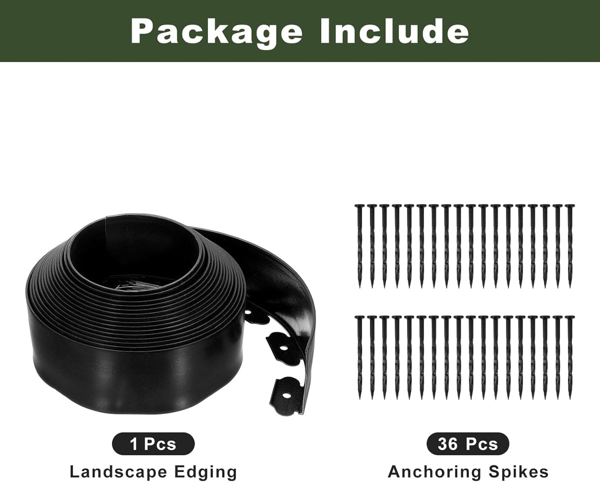 uxcell Landscape Edging, 1Pcs 40FT x 3.94" - No Dig Garden Edging Kit with 36 Stakes, Landscape