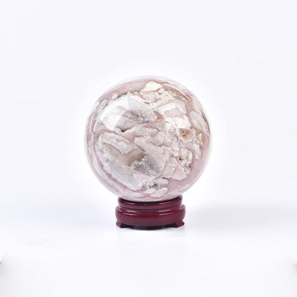JIC Gem Extra Large Pink Agate Crystal Sphere,Decorative Crystal Ball Pink Gemstone Sphere for