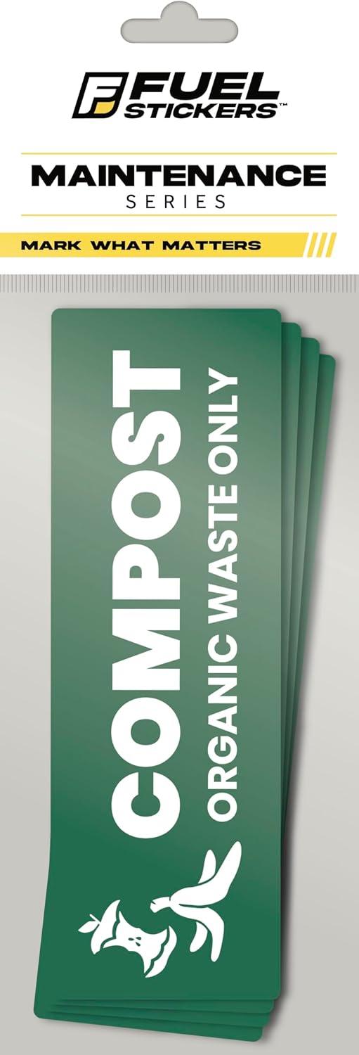 Compost Sticker - Organic Waste Only Bin Label - 3-5 Year Indoor/Outdoor Rated - Heavy Duty