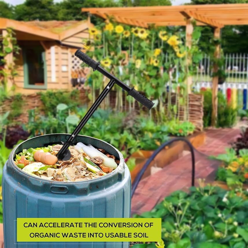 Compost Turning Tool Compost Stirring Tool,Compost Turning Bar 33.4inch,Manual Compost Aerator Tool
