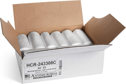 Aluf Plastics High Density Trash Bags, 16 Gallon, 1000 Count, 8 Micron (eq), 24" x 33", Clear, for