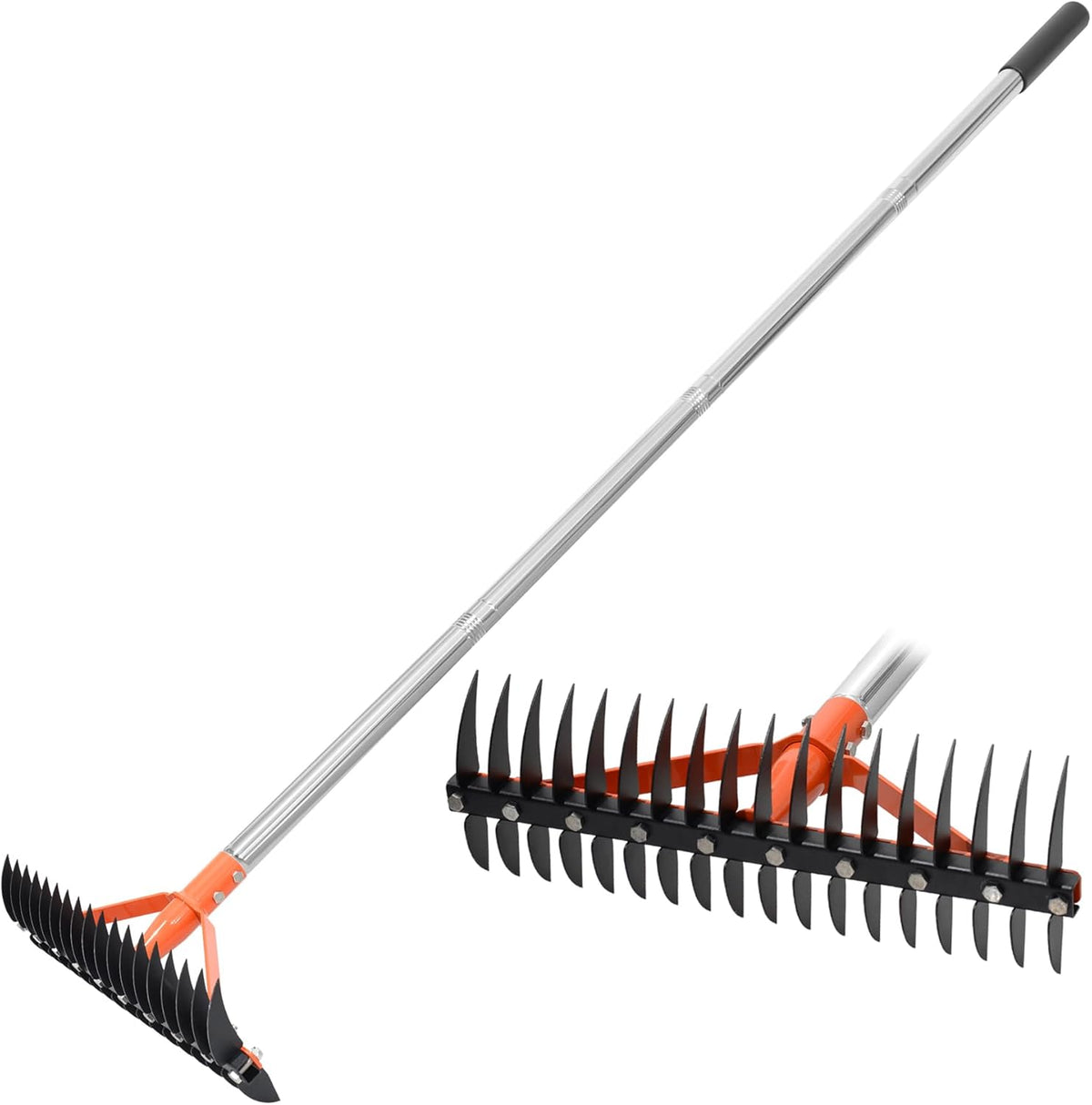 Thatch Rake for Lawns 18 Sharp Tempered Spring Steel Tines Dethatcher Rake Heavy Duty Dethatching