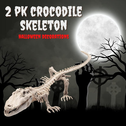 Crocodile Skeleton Halloween Decoration (2 Pack) 20" Long- Weather Resistant for Indoor Outdoor