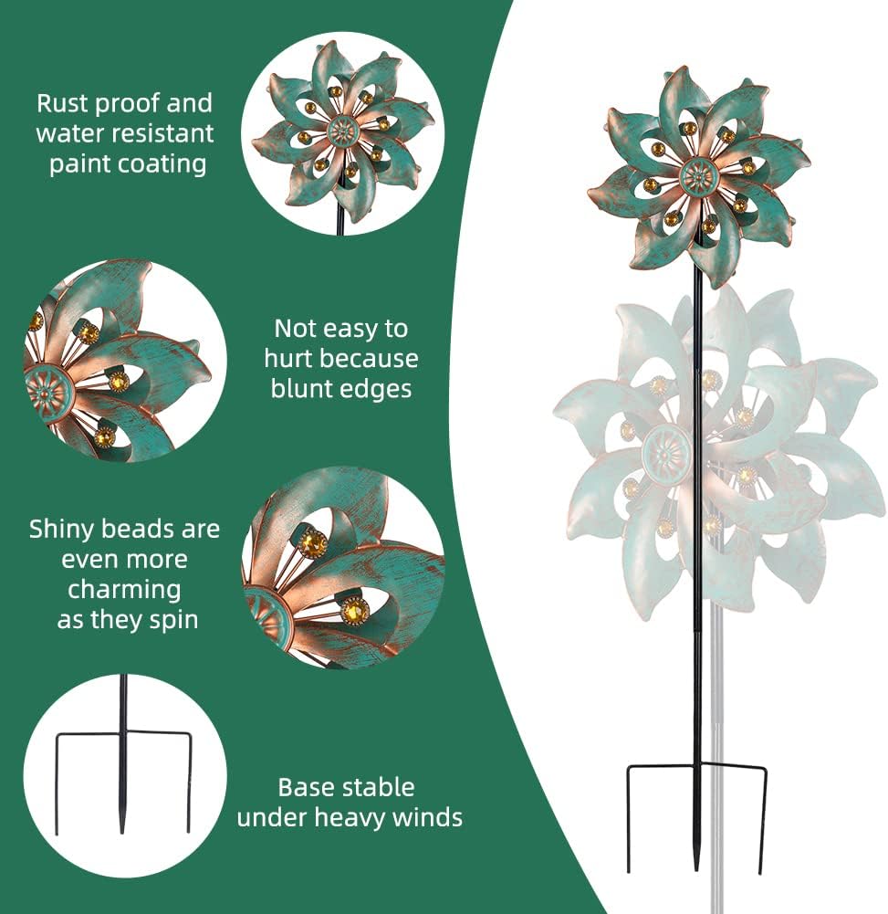 VEWOGARDEN Garden Decor Wind Spinners, Small Waterproof Metal Pinwheels Wind Spinner for Yard and