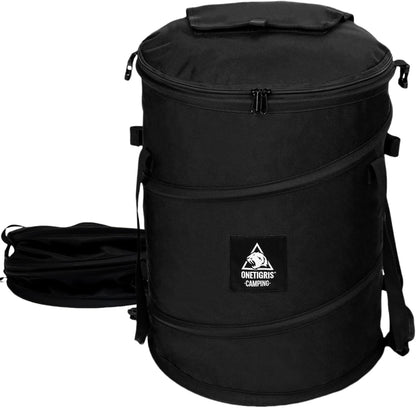 ONETIGRIS Collapsible Trash Can for Camping,12 Gallon Pop up Trash Can with Sorting Clips, Outdoor