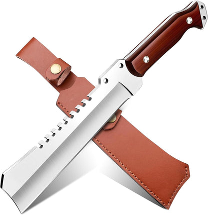 Machete w Sheath for Yard Work, 15'' Full Tang Camping Machete for Cutting Trees Heavy Duty