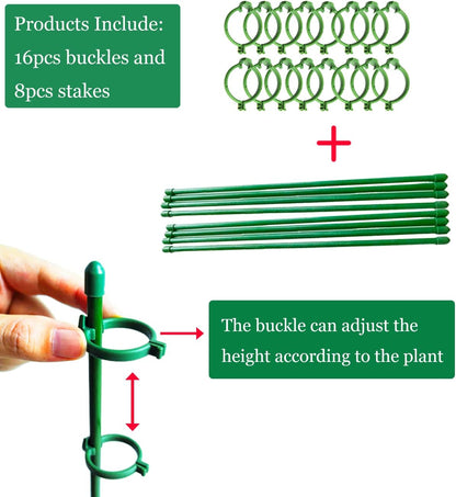 Belit 8 Pack Small Plant Support Plant Stakes, Adjustable Garden Single Stem Support Stake, Planter