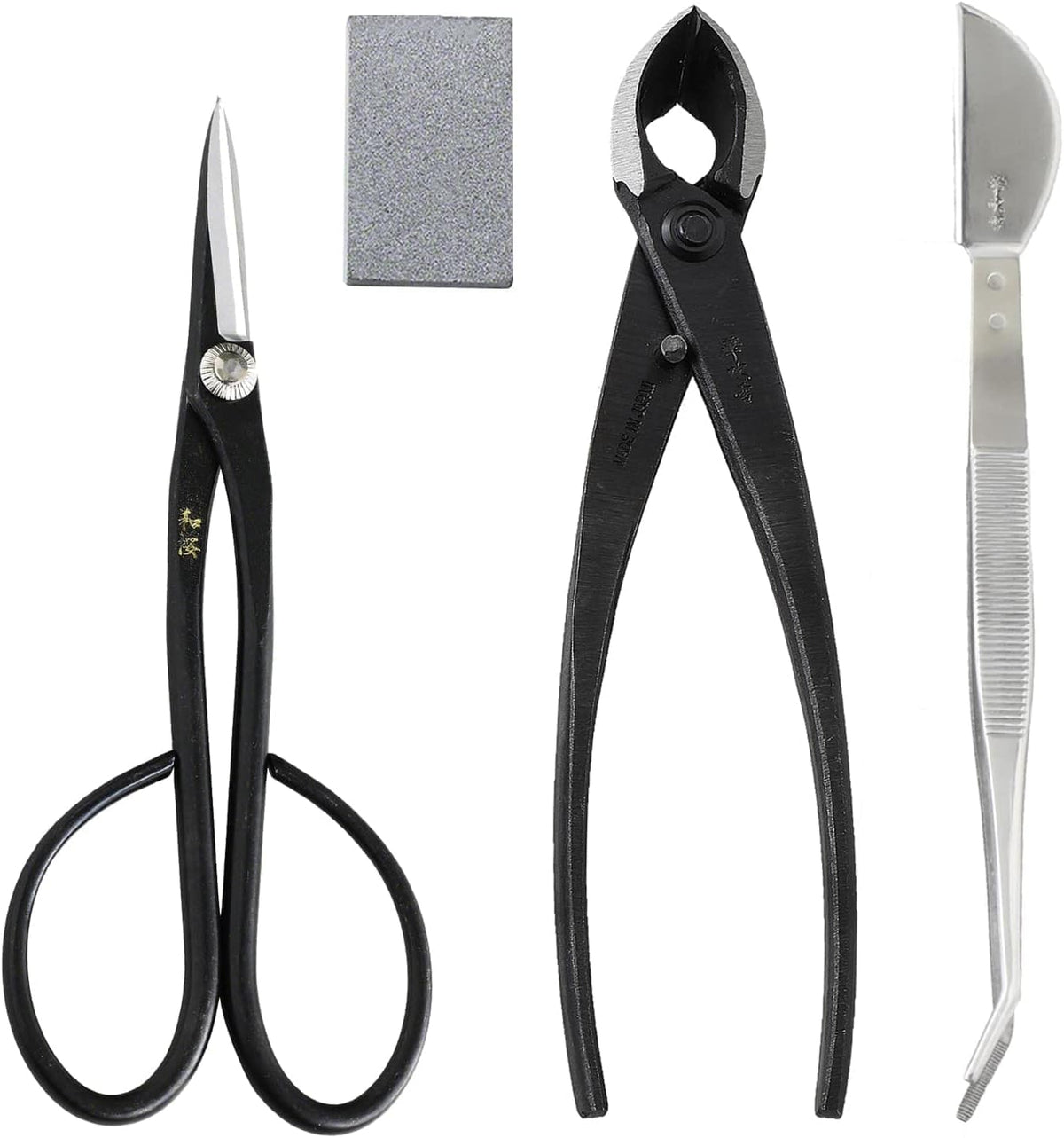 Wazakura 4PCS Bonsai Essential Tool Kit Made in Japan, Yasugi Steel Satsuki Bonsai Scissors +