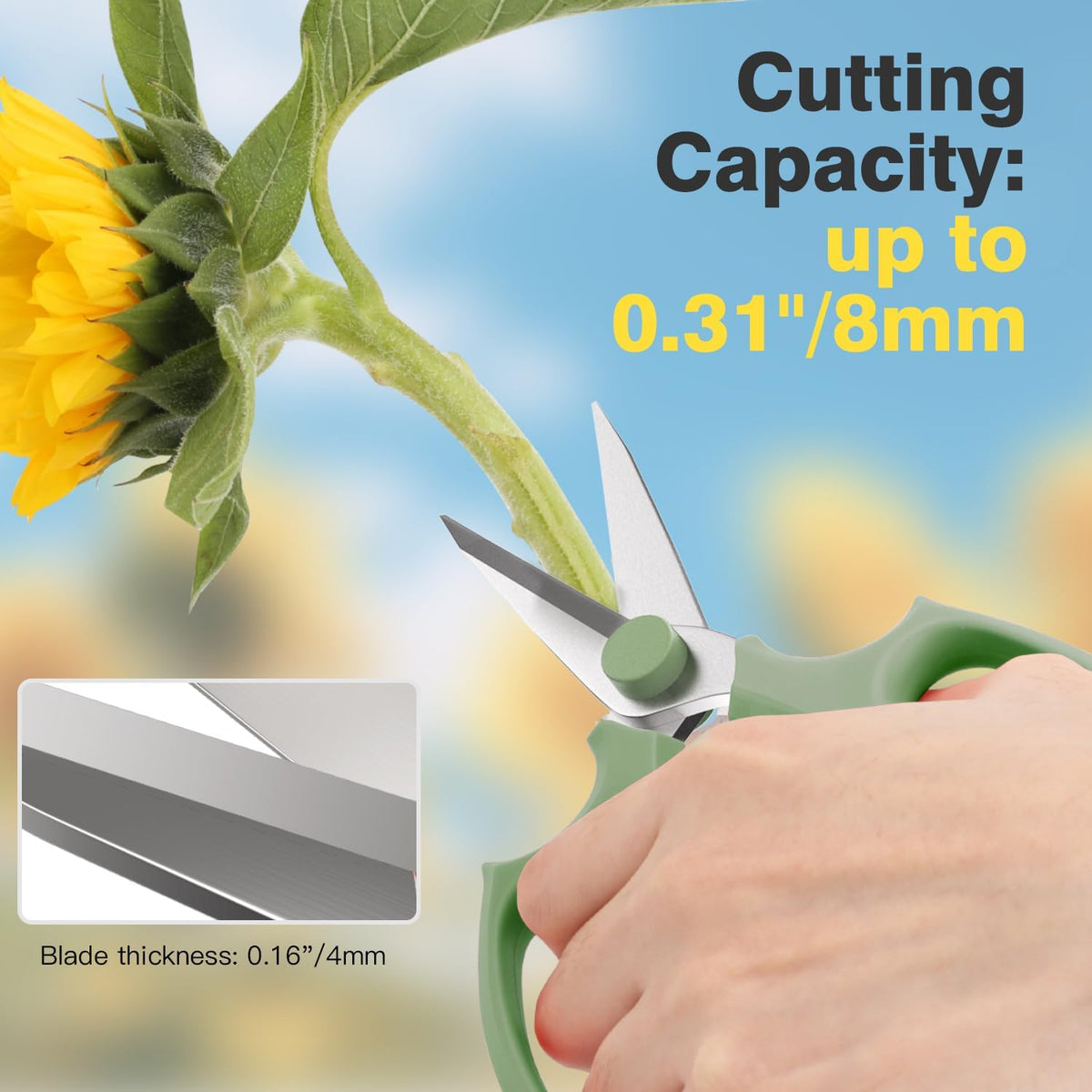 Housolution Flower Scissors, Strong Floral Shears, Premium Steel Pointed Garden Pruning Shears