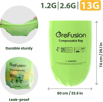 Compostable Bags,Trash bags 13+ gallon tall kitchen, Compostable Trash Lawn & Leaf Yard Waste
