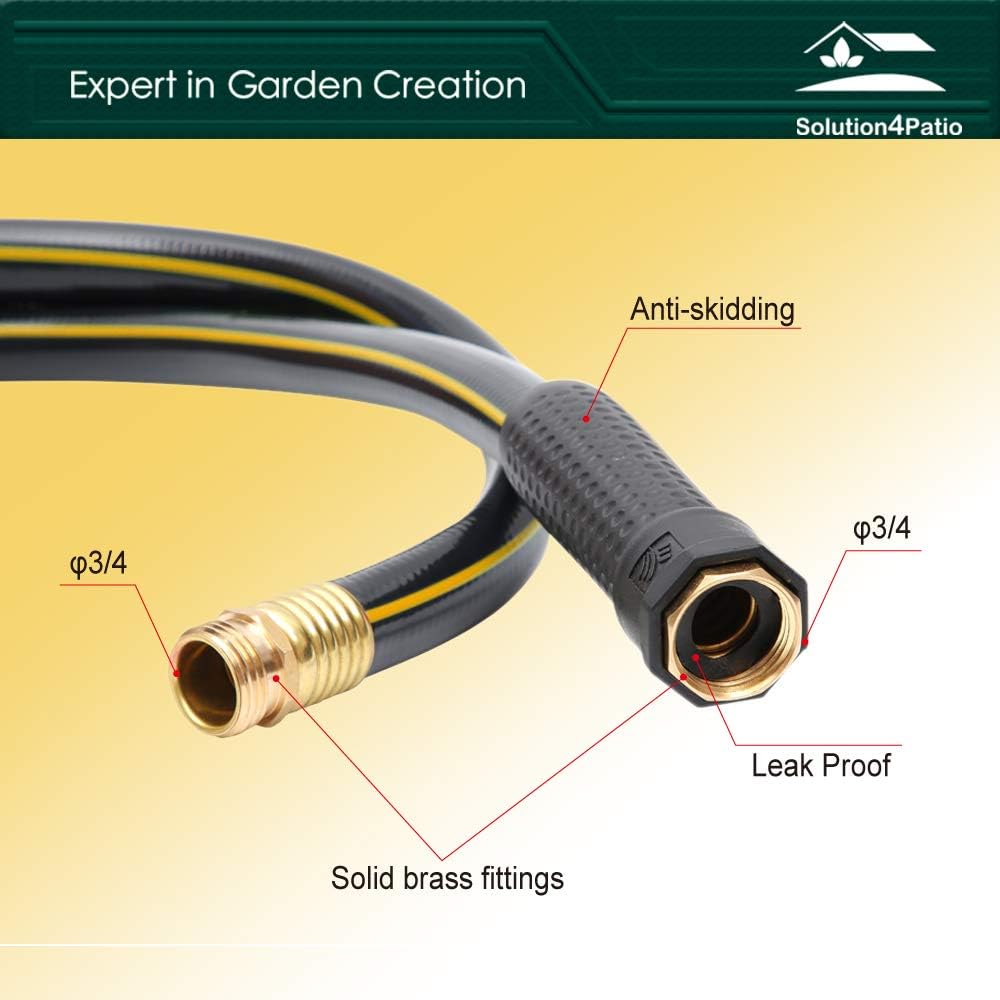 Solution4Patio Lead-in Black Garden Hose 5/8 in. x 25 ft. -Kink Free, No Leaking, Male/Female