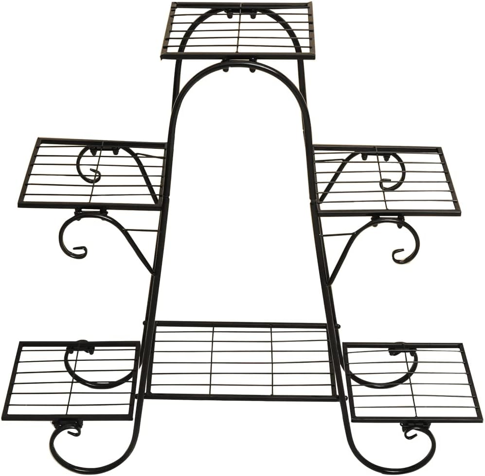 6 Tier Plant Stand Metal Flower Shelves Plant Display Stand Indoor Outdoor Patio Plant Rack Flower