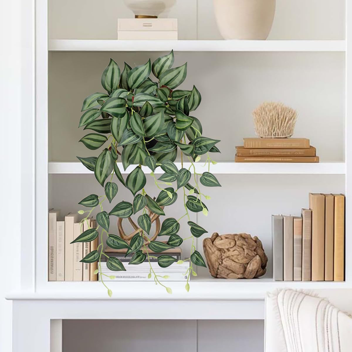 DILATATA Fake Plants Artificial Potted Plants 20 Inch Faux Peperomia Ivy Vine Plant Hanging Plant