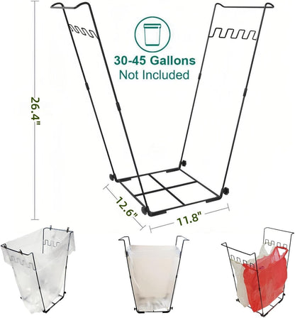 Garden Trash Bag Holder - Outdoor Leaf Bag Support Stand Multi-Use Metal Garbage Bag Holder Frame