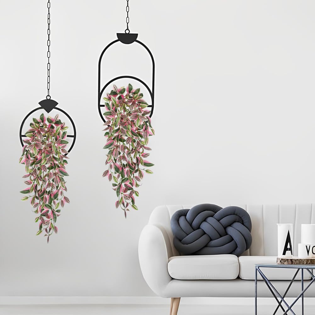 DILATATA Fake Hanging Plants Artificial Hanging Plants 22" Faux Wandering Jew Hanging Leaves Plant