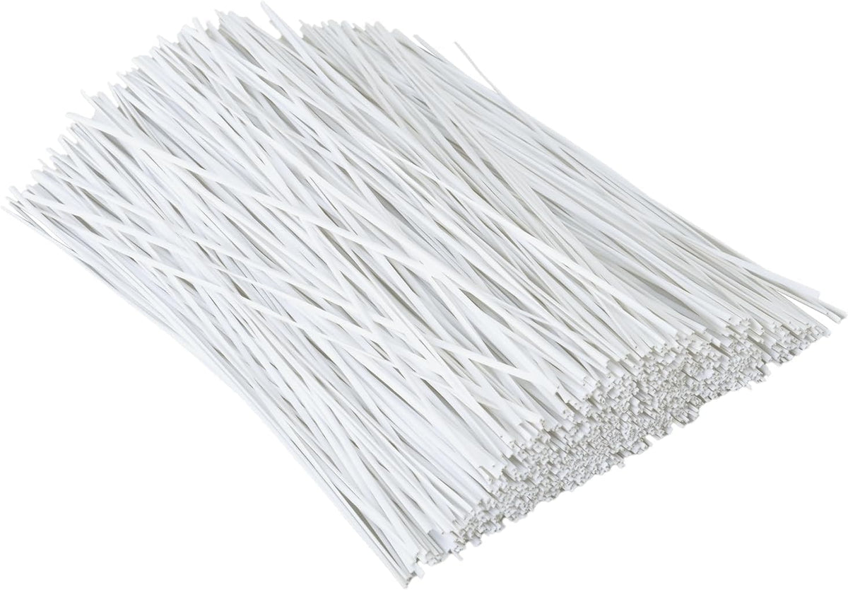 1000 pcs 10 inch White Cable Twist Ties Plastic Twist Ties with Rugged Metal Innercores Reusable