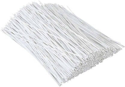 1000 pcs 10 inch White Cable Twist Ties Plastic Twist Ties with Rugged Metal Innercores Reusable
