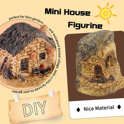 Mini House Figurine 8PCS, Mini Cottage Miniature Gardening Landscape Micro Village Stone Houses