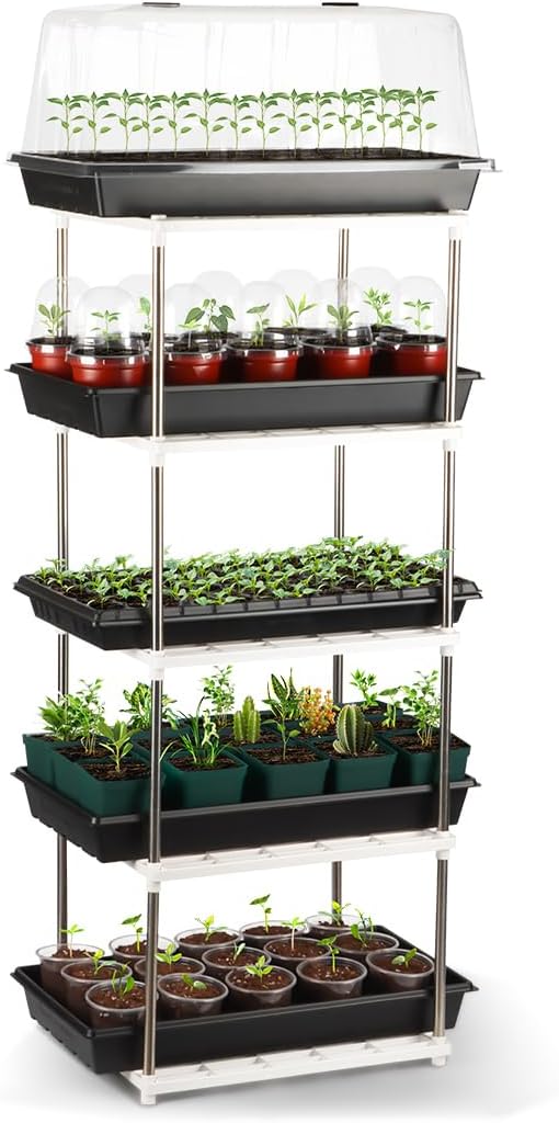 5 Layer Sprouting Tray Storage Shelf, Plant Shelf Nursery Pot Seeding Tray Container Shelves