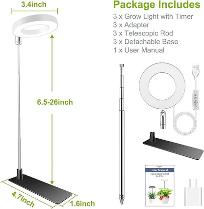 Grow Lights for Indoor Plants, 48 LEDs Full Spectrum Halo Plant Light for Indoor Plants, Height