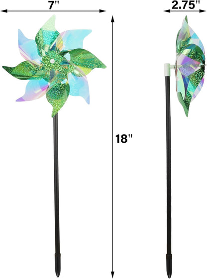 winemana 12 Pcs Reflective Pinwheels Outdoor, Wind Spinners for Yard & Garden, Sparkly Bird