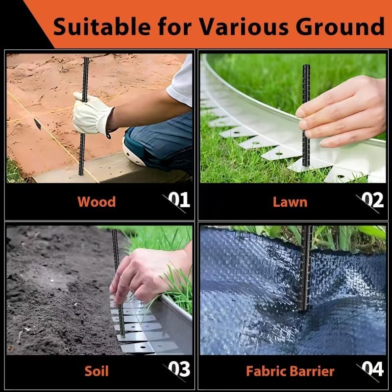 16 inches Rebar Stakes 24-Pack Straight Metal Stakes Heavy Duty 5/16" Diameter Ground Stake for