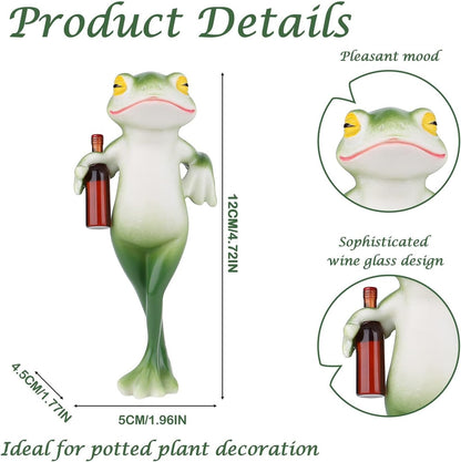 LAIDANLA Miniature Frog Figurines Funny Frog Garden Decor Outdoor Statue Plant Decorations for